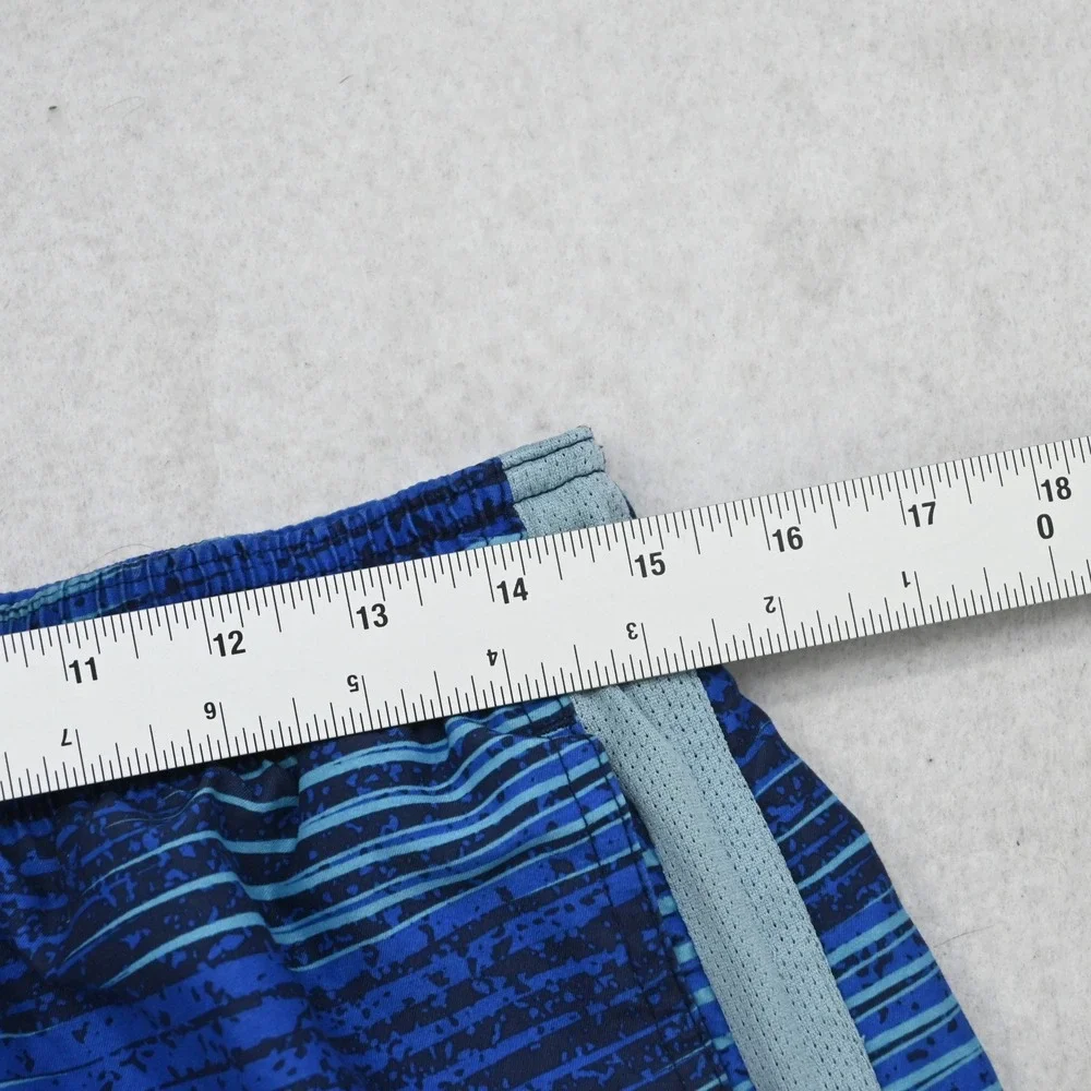 Nike Swim Trunks Men M Blue Striped Mesh Lined Board Shorts 9